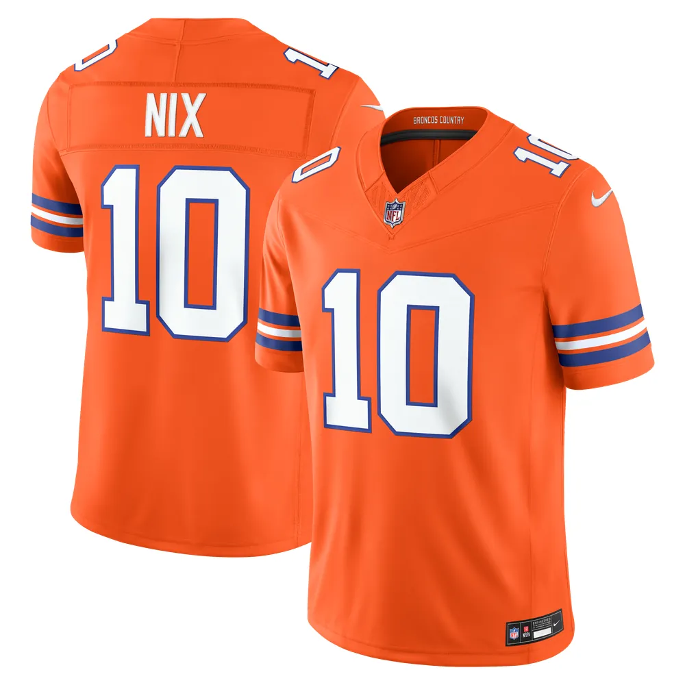 Bo Nix Denver Broncos Nike Alternate Mile High Collection 1977 Throwback Vapor F.U.S.E. Stitched Limited Jersey - Orange