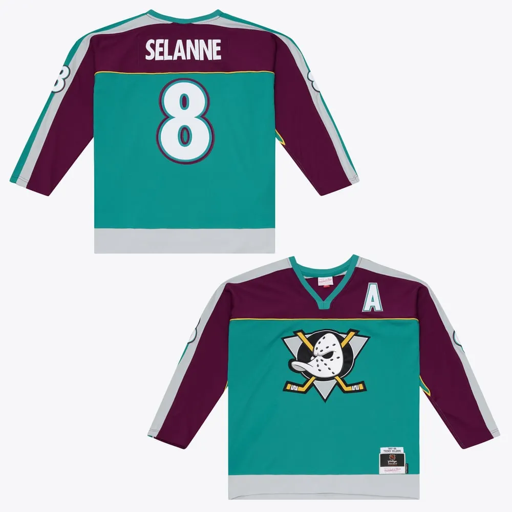 Teemu Selanne Anaheim Ducks Mitchell & Ness 1997/98 Alternate Captain Patch Power Play Jersey - Teal