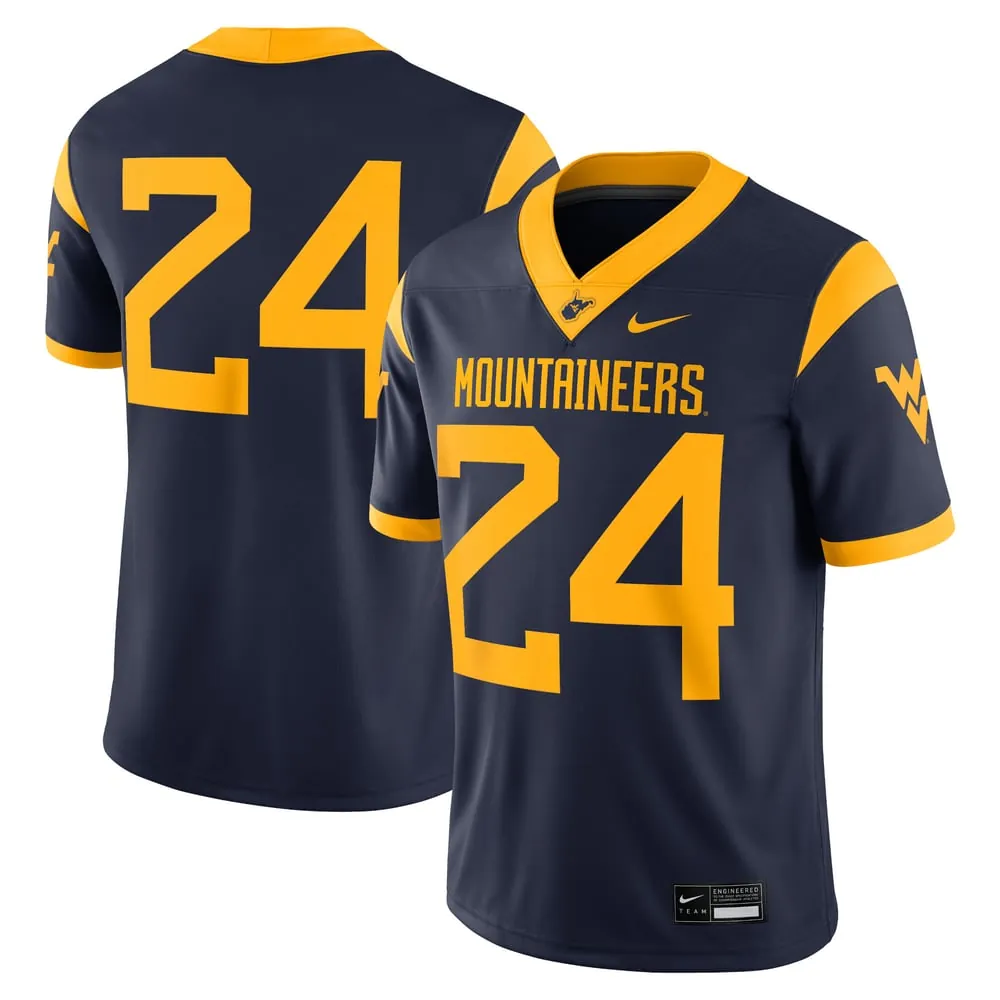 #24 West Virginia Mountaineers Nike Game Jersey - Navy