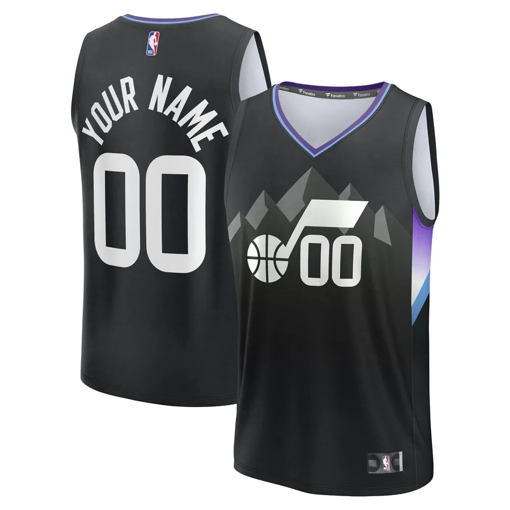 Utah Jazz Fanatics Fast Break Custom Jersey - Statement Edition - Black