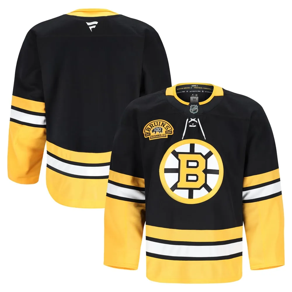 Boston Bruins Fanatics 100th Anniversary Authentic Pro Jersey - Black