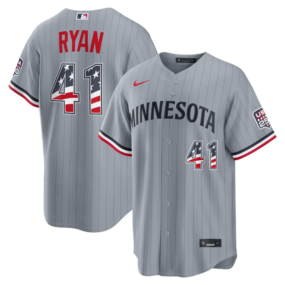 Fourth of July Minnesota Twins Joe Ryan Nike Gray USA 250 Stadium Jersey