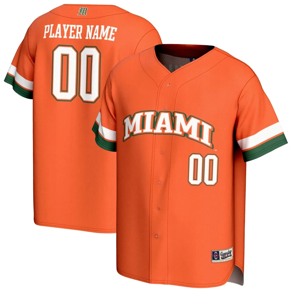 Miami Hurricanes GameDay Greats Youth Lightweight Collegiate Baseball NIL Pick-A-Player Fashion Jersey - Orange