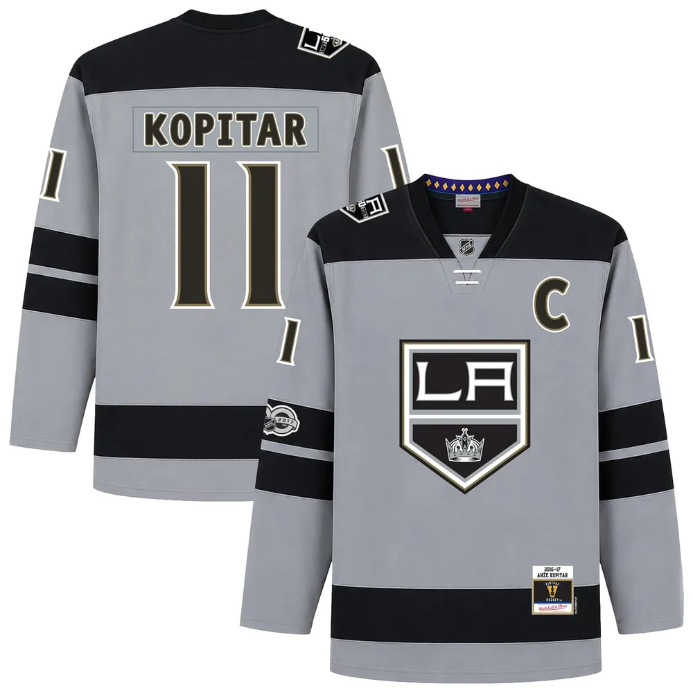 Anze Kopitar Los Angeles Kings Mitchell & Ness Big & Tall 2016/17 Captain Patch Power Play Jersey - Silver