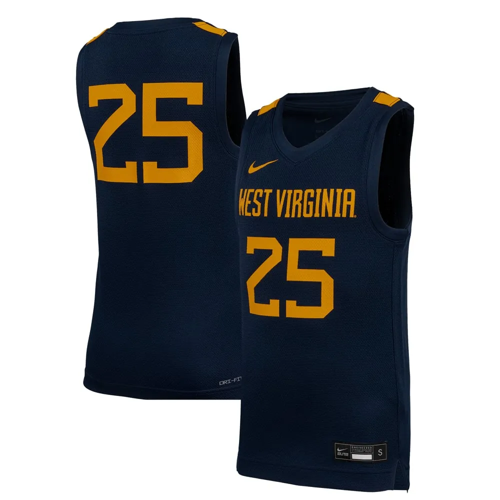 #25 West Virginia Mountaineers Nike Youth Replica Basketball Jersey - Navy