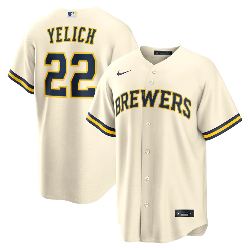 Christian Yelich Milwaukee Brewers Nike Home Replica Jersey - Cream