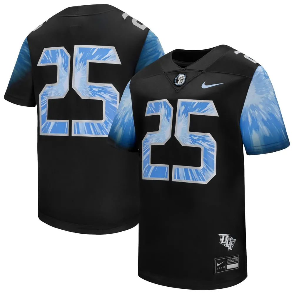 #25 UCF Knights Nike Youth 2025 Space Game Football Game Jersey - Black