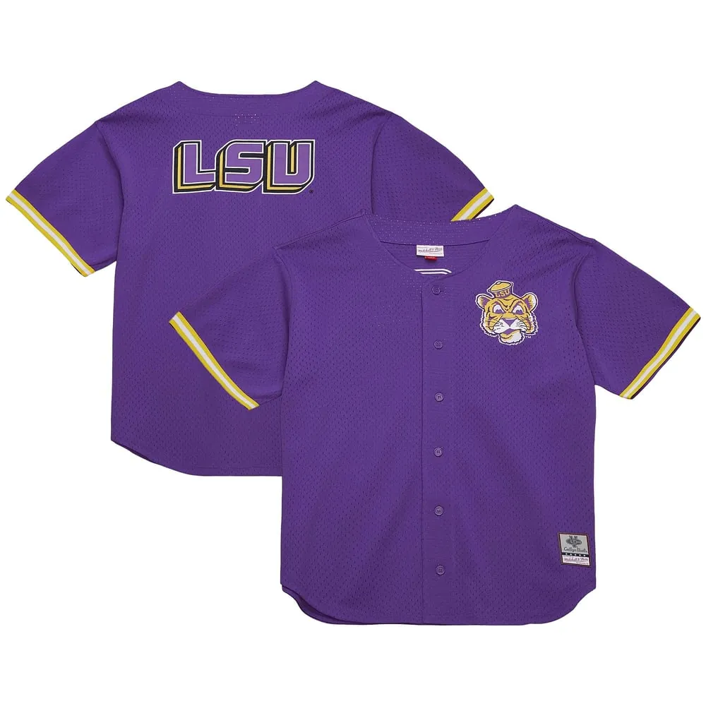 LSU Tigers Mitchell & Ness Game Time Vintage Mesh Button Front Top - Purple