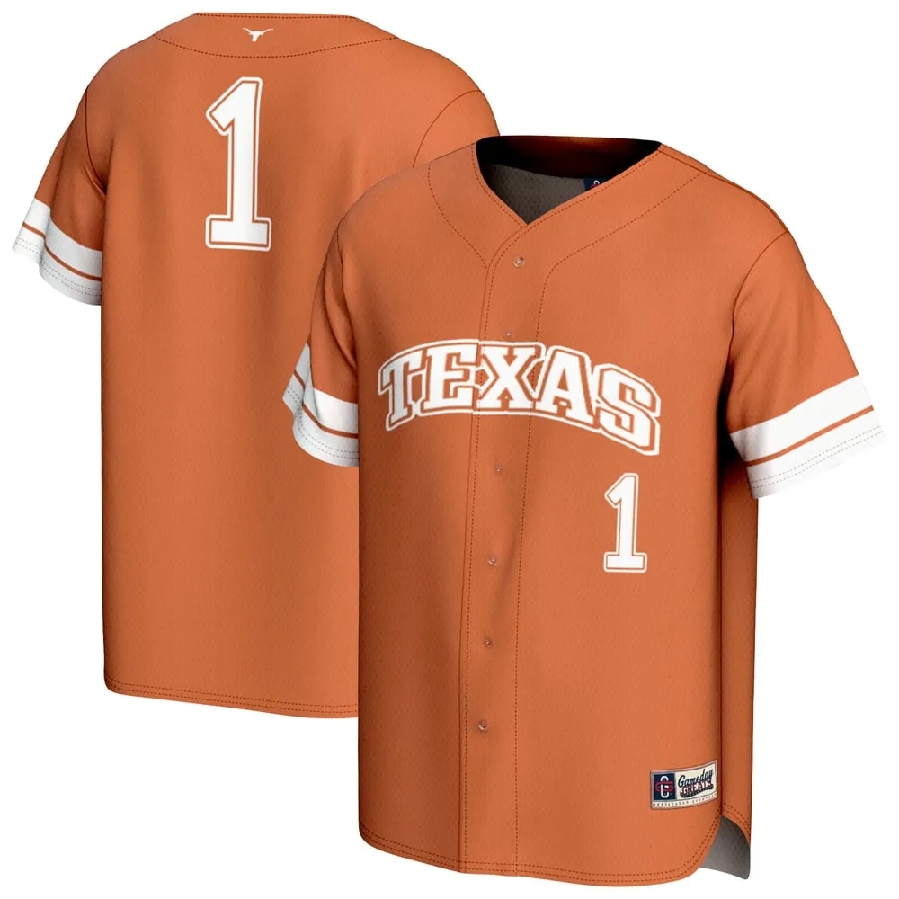 #1 Texas Longhorns GameDay Greats Unisex Collegiate Baseball Fashion Jersey - Texas Orange