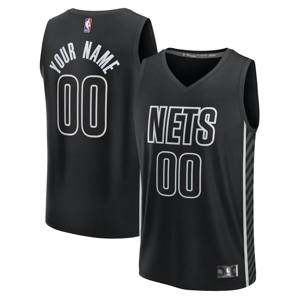 Brooklyn Nets Fanatics Fast Break Custom Jersey - Statement Edition - Black