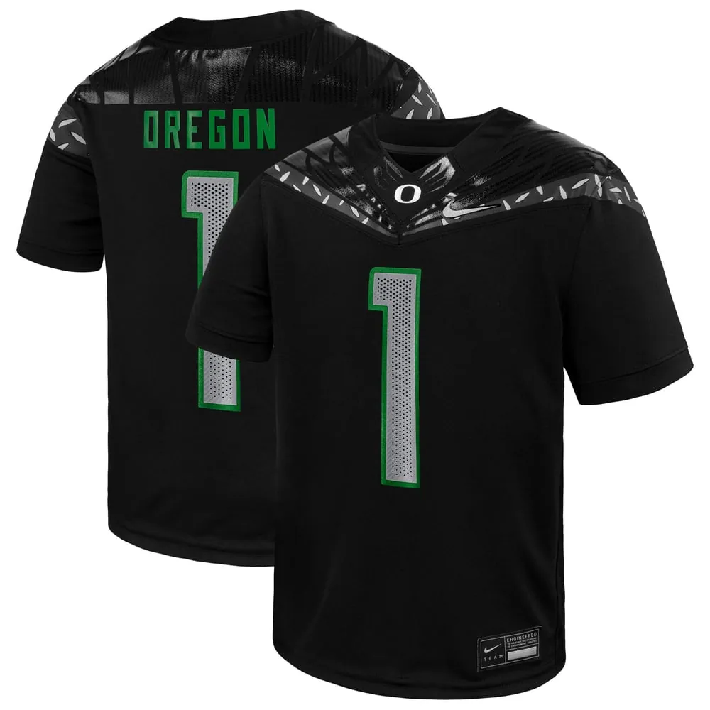 #1 Oregon Ducks Nike Preschool Vapor Fusion Replica Jersey - Black