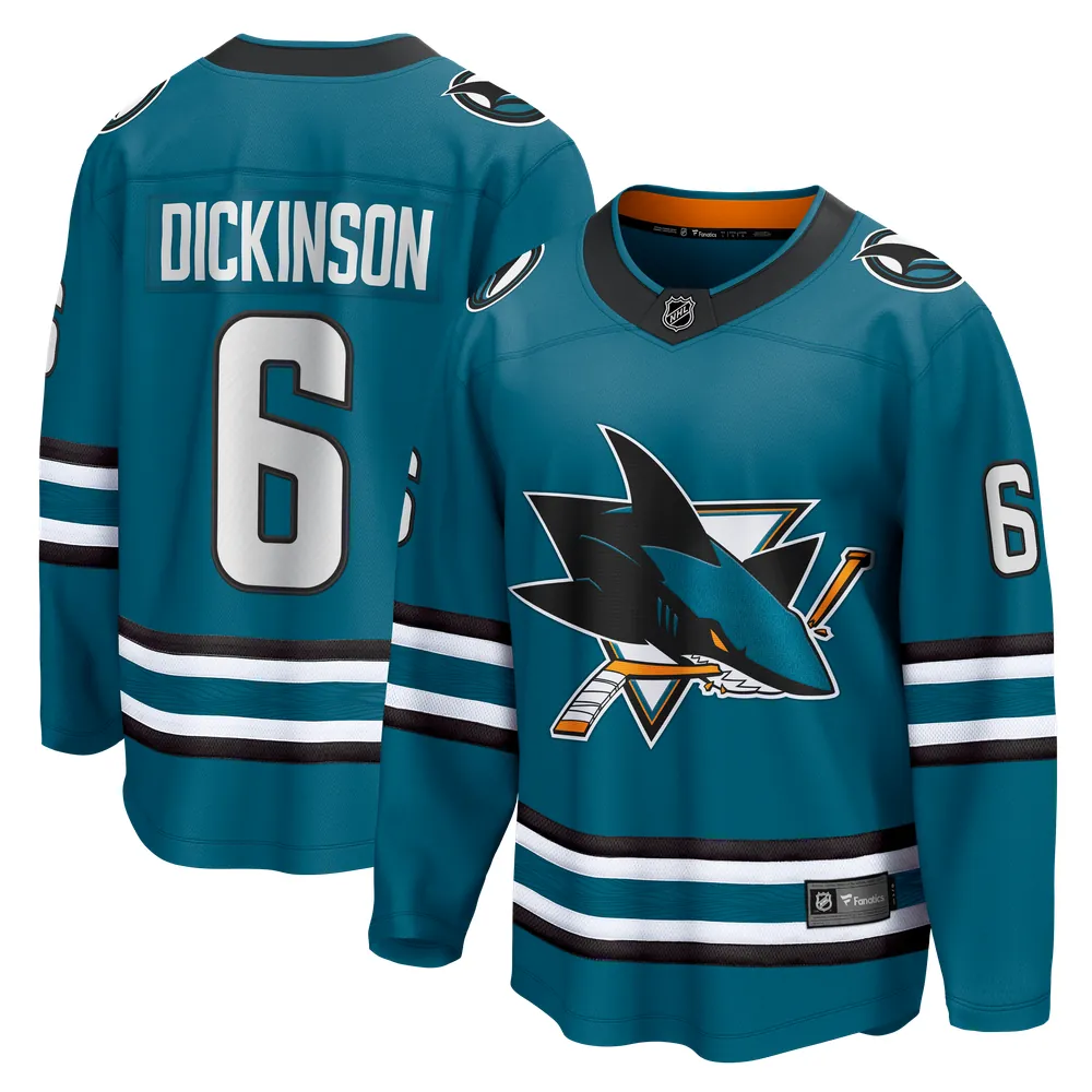 Sam Dickinson San Jose Sharks Fanatics Home Breakaway Jersey - Teal