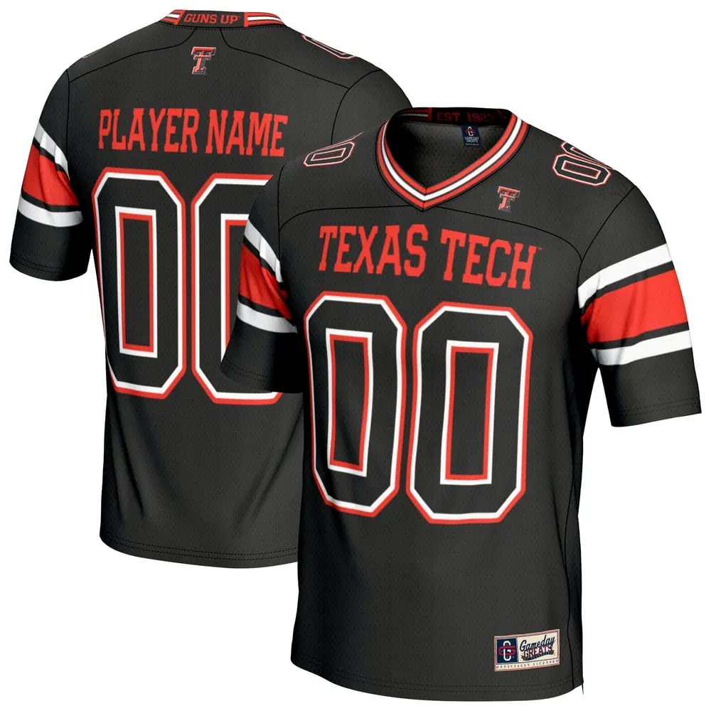 Texas Tech Red Raiders GameDay Greats Youth Personalized Football Fashion Jersey - Black