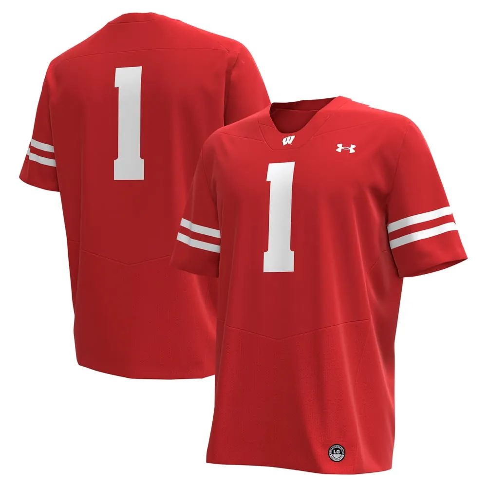 #1 Wisconsin Badgers Under Armour Replica Football Jersey - Red
