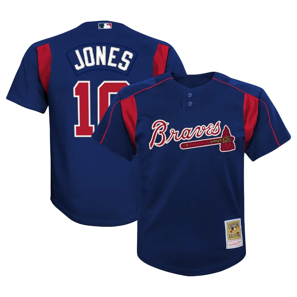 Chipper Jones Atlanta Braves Mitchell & Ness Youth Cooperstown Collection Mesh Batting Practice Jersey - Navy