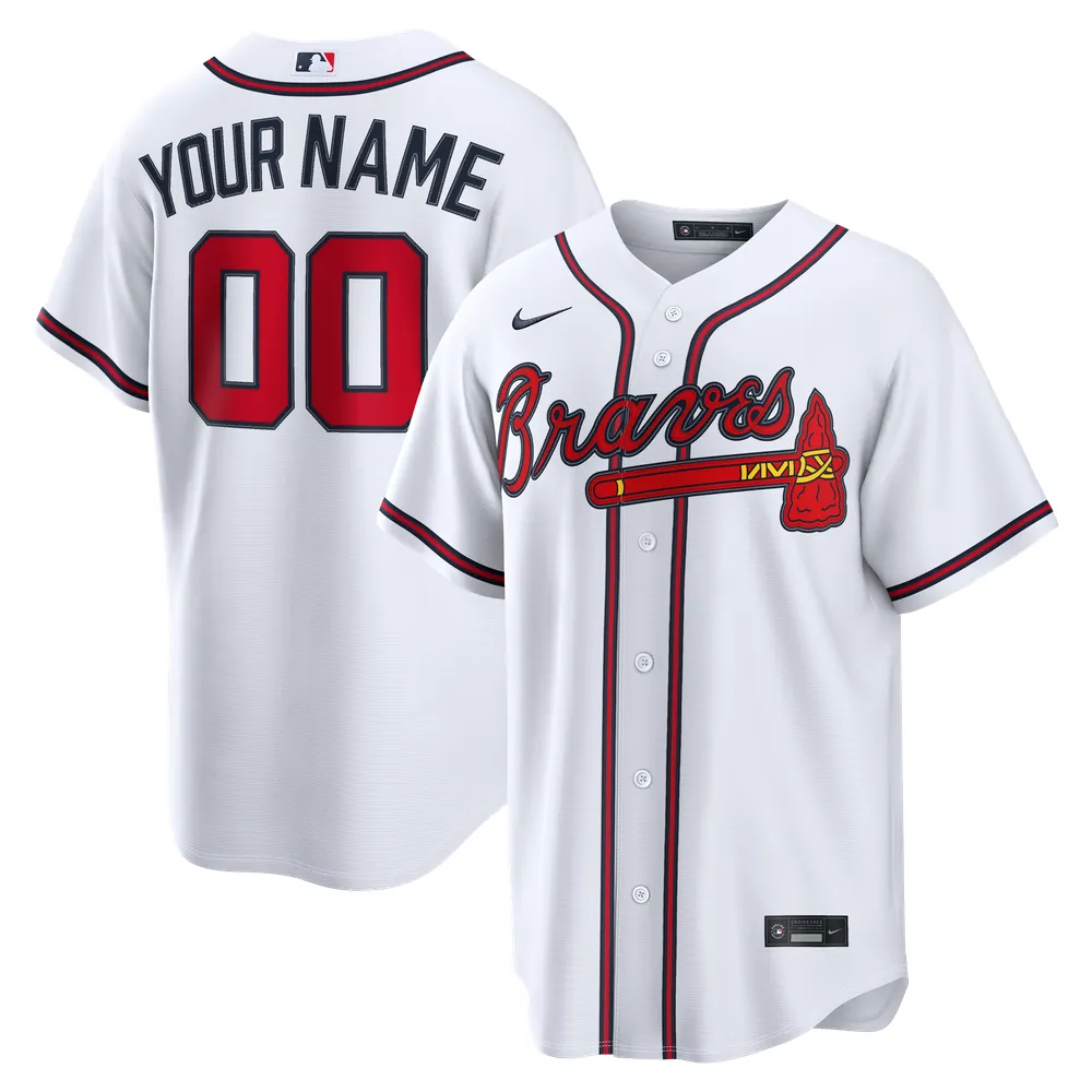 Atlanta Braves Nike Home Replica Custom Jersey - White