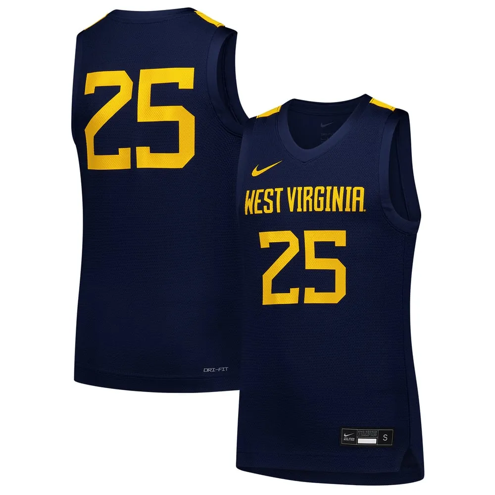 #25 West Virginia Mountaineers Nike Youth Replica Basketball Jersey - Navy