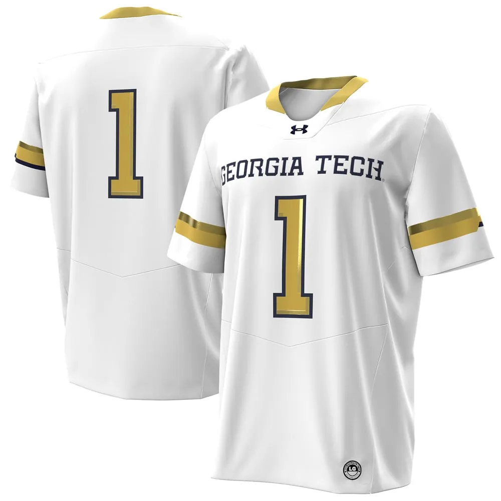 #1 Georgia Tech Yellow Jackets Under Armour Away Replica Football Jersey - White
