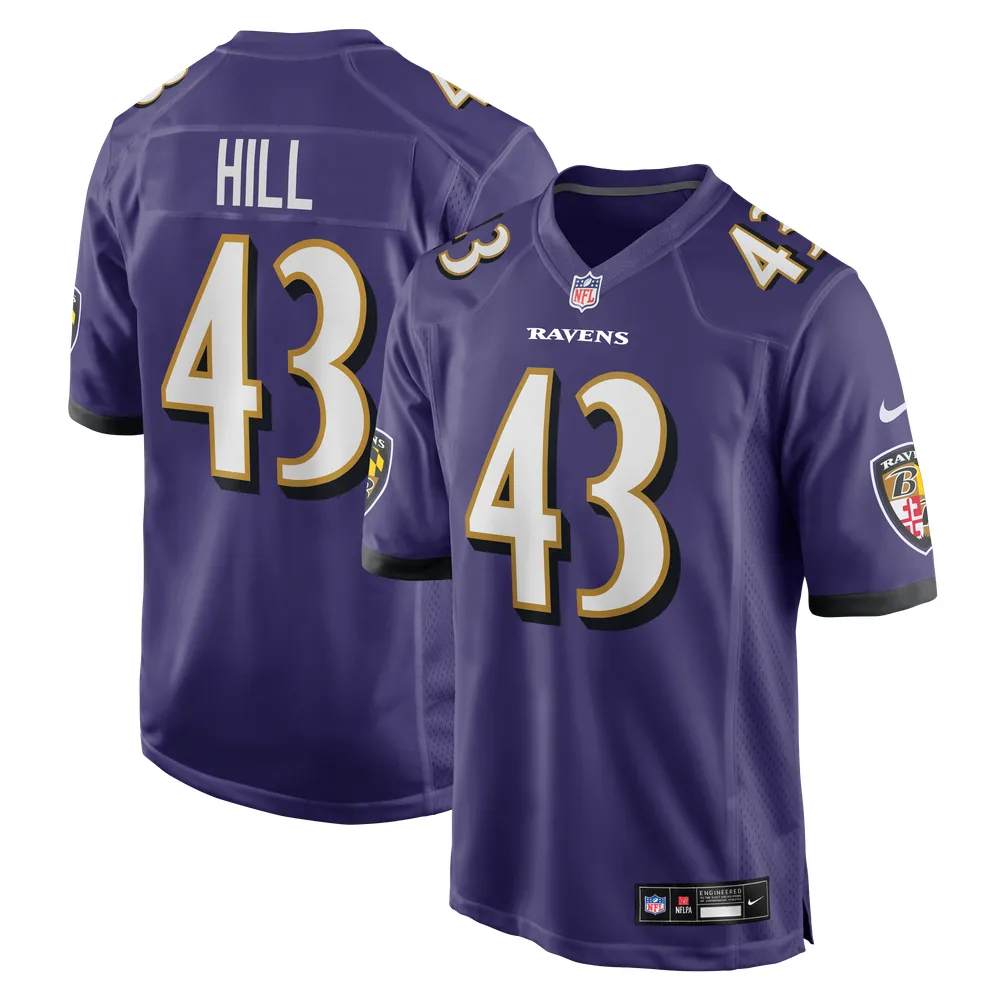 Justice Hill Baltimore Ravens Nike Game Jersey - Purple
