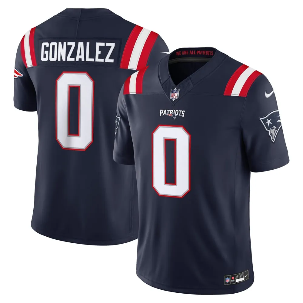 Christian Gonzalez New England Patriots Nike Team Vapor F.U.S.E. Stitched Limited Jersey - Navy