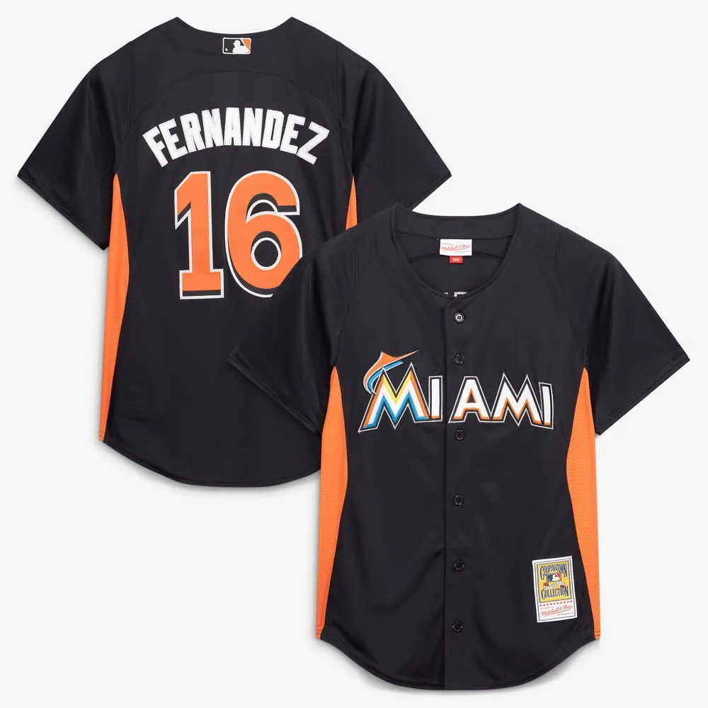 Jose Fernandez Miami Marlins Mitchell & Ness Authentic Batting Practice Jersey - Black