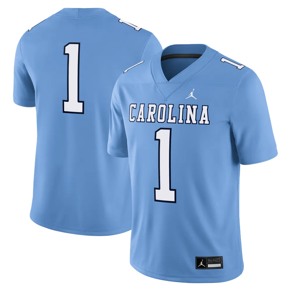 #1 North Carolina Tar Heels Jordan Brand Alternate Game Football Jersey - Carolina Blue