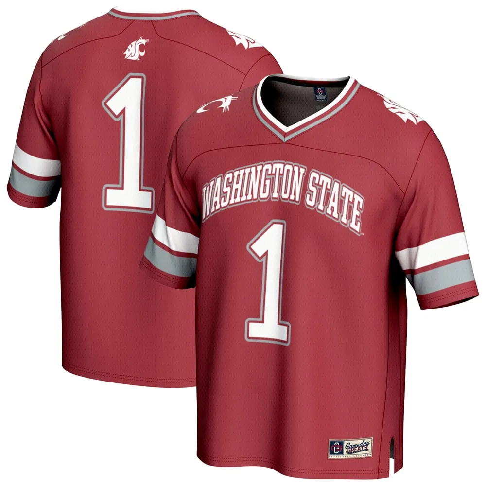 #1 Washington State Cougars GameDay Greats Unisex Lightweight Collegiate Football Fashion Jersey - Crimson
