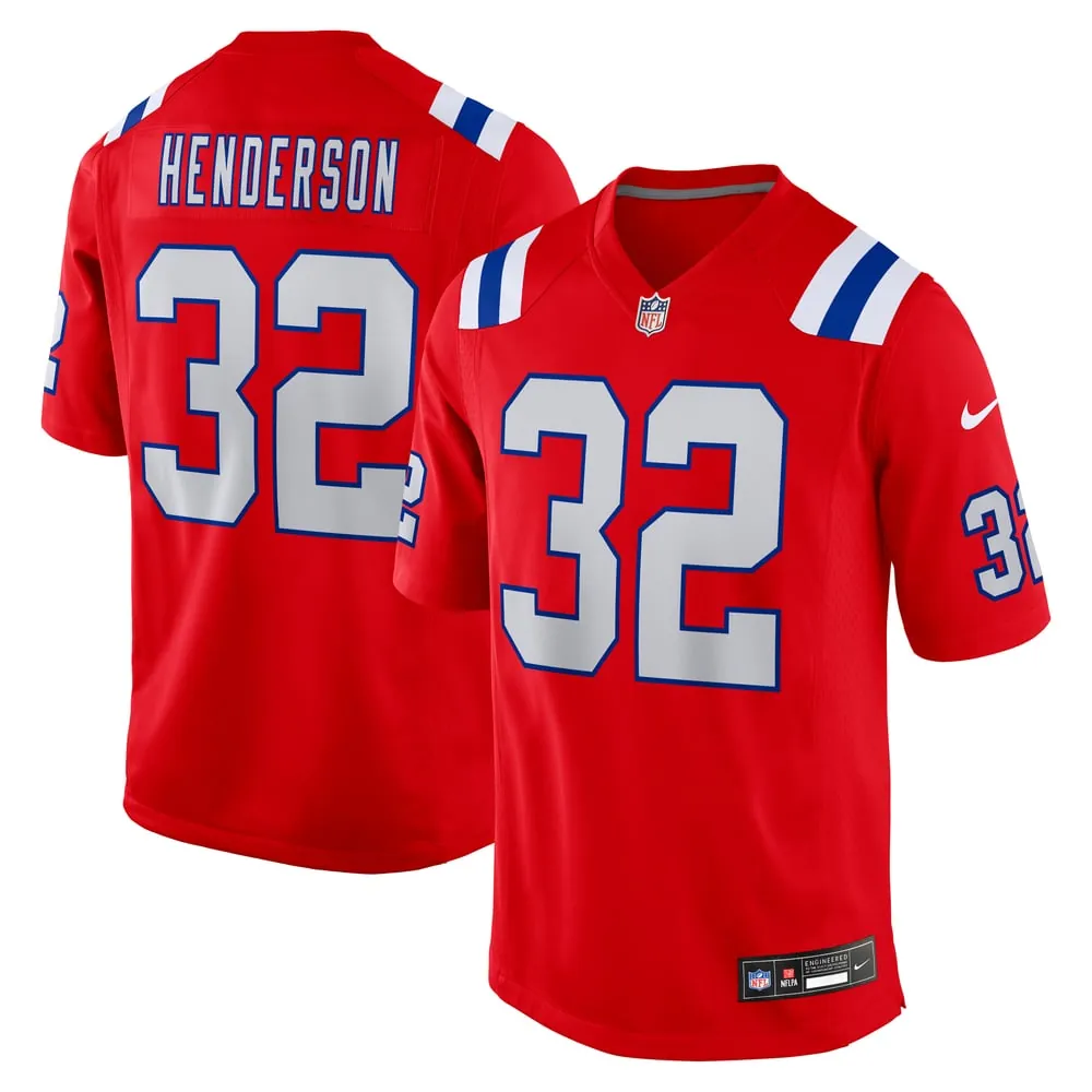 TreVeyon Henderson New England Patriots Nike Alternate Game Player Jersey - Red