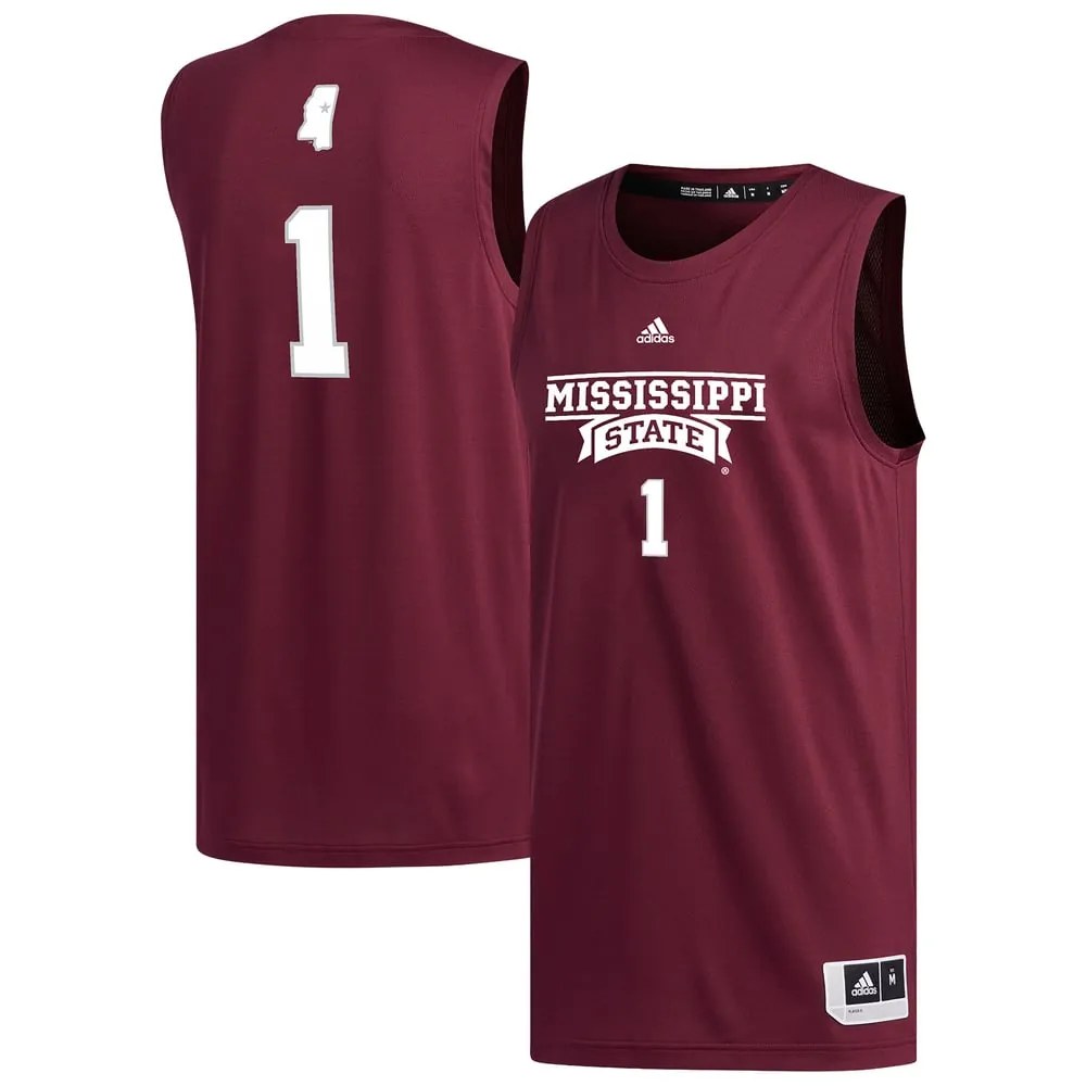 #1 Mississippi State Bulldogs adidas Replica Basketball Jersey - Maroon