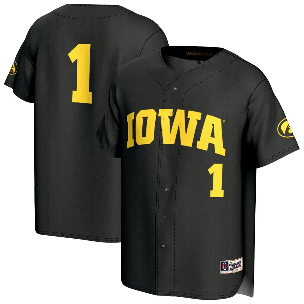 Iowa Hawkeyes GameDay Greats Unisex Lightweight Collegiate Baseball Fashion Jersey - Black