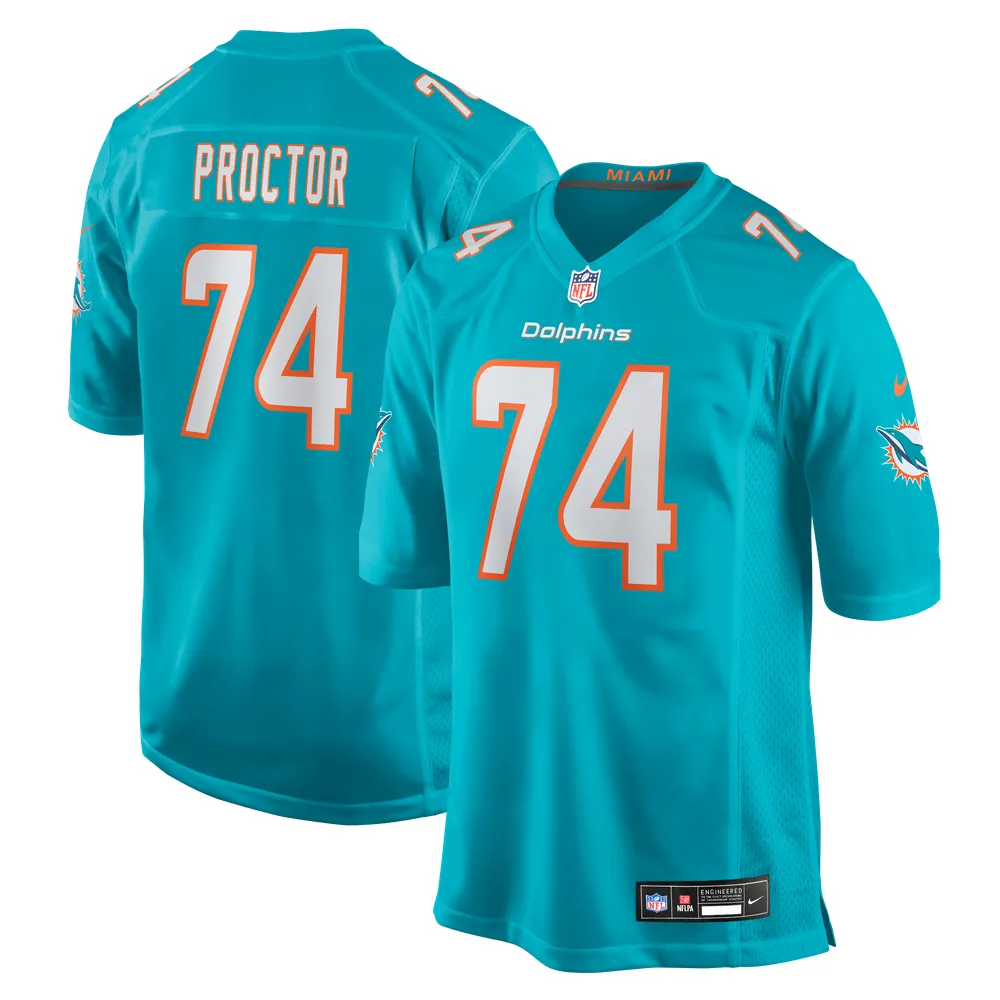 Kadyn Proctor Miami Dolphins Nike Team Game Jersey - Aqua