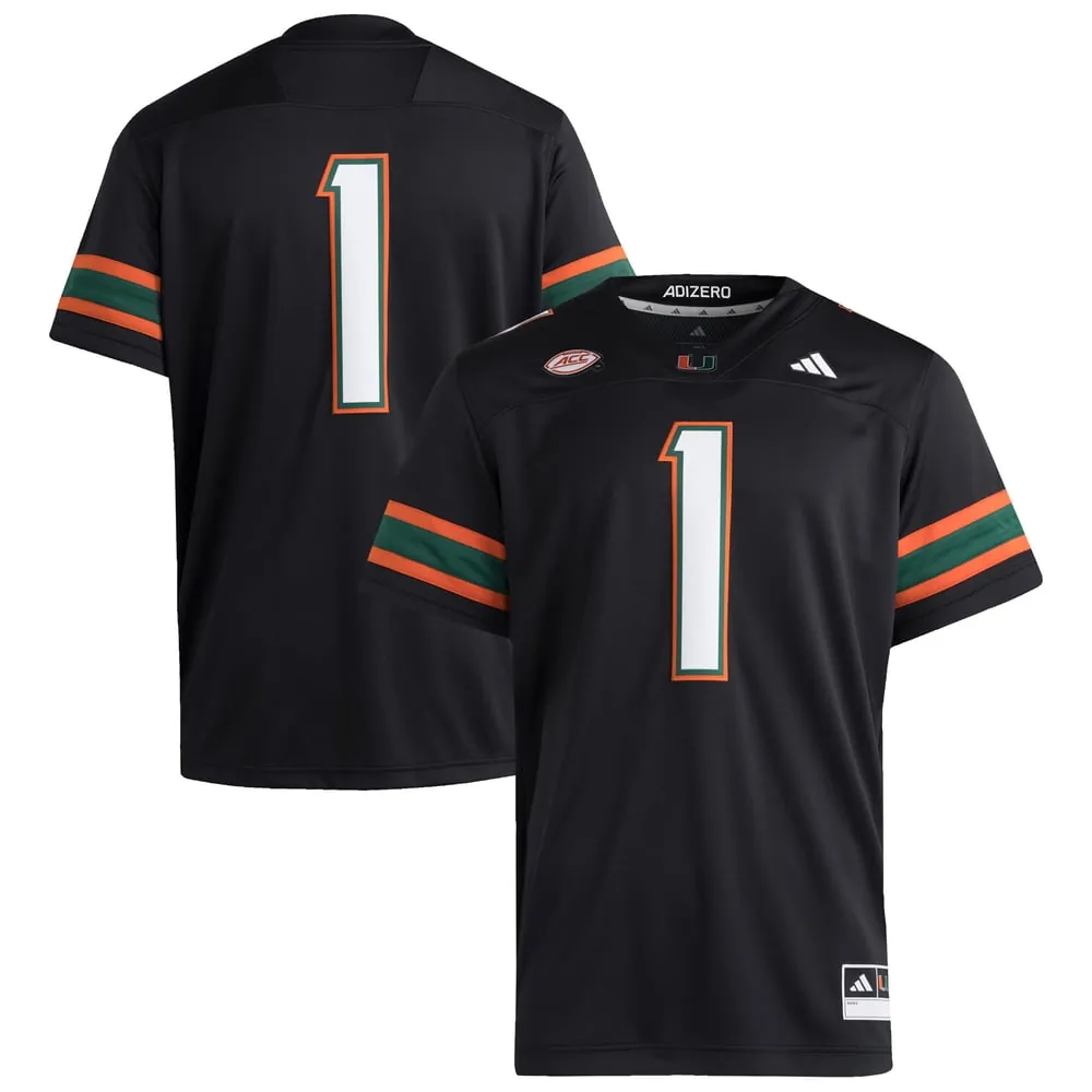 #1 Miami Hurricanes adidas Premier Jersey - Black