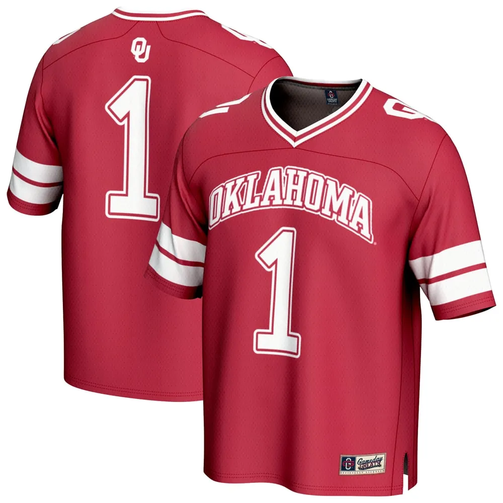 #1 Oklahoma Sooners GameDay Greats Lightweight Collegiate Football Fashion Jersey - Crimson