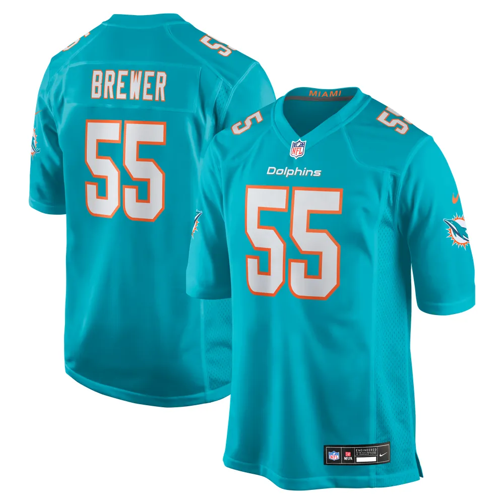 Aaron Brewer Miami Dolphins Nike  Game Jersey -  Aqua