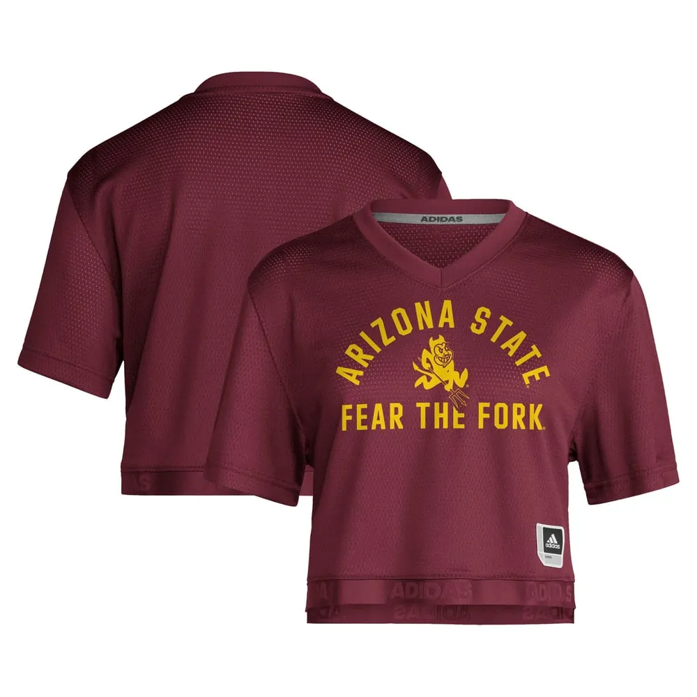 Arizona State Sun Devils adidas Women's Strategy Cropped Football Jersey - Maroon
