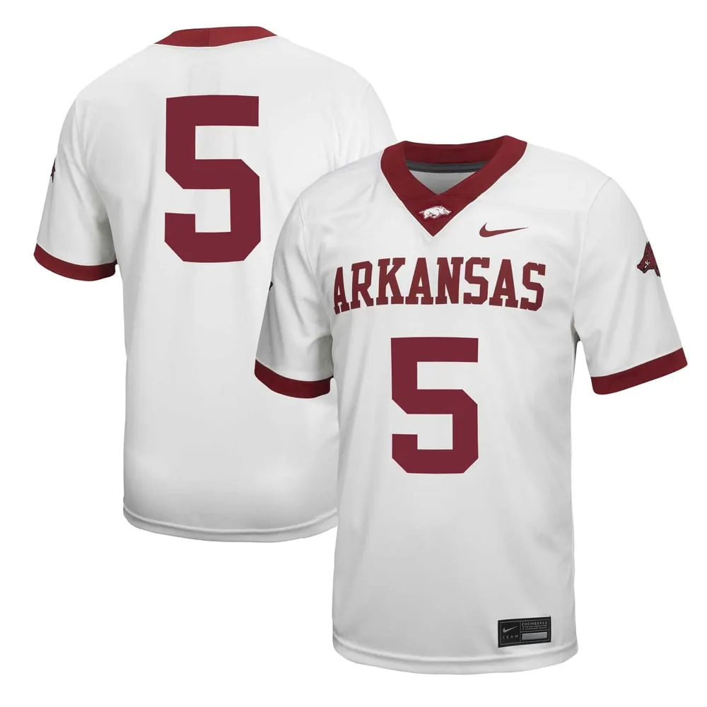 #5 Arkansas Razorbacks Nike Untouchable Football Jersey – White