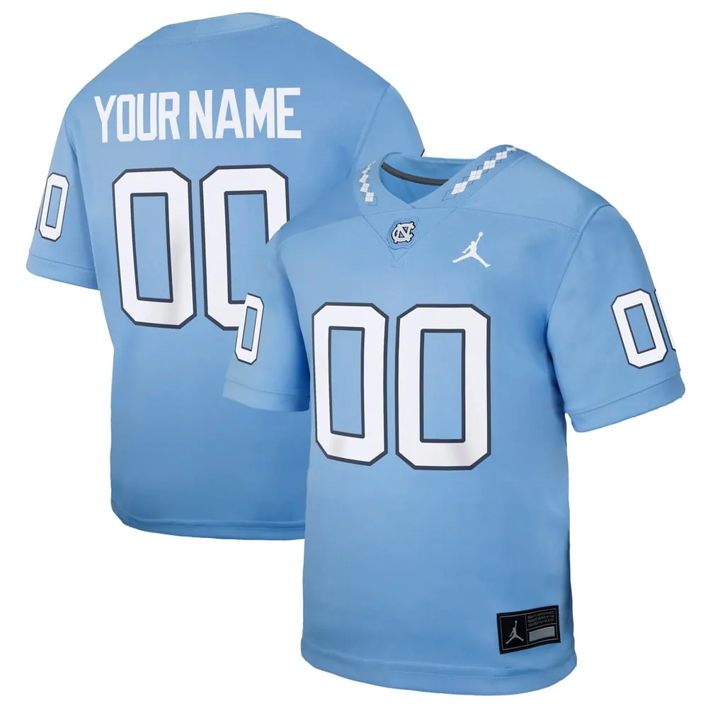 North Carolina Tar Heels Jordan Brand Youth Replica Custom Football Jersey - Carolina Blue