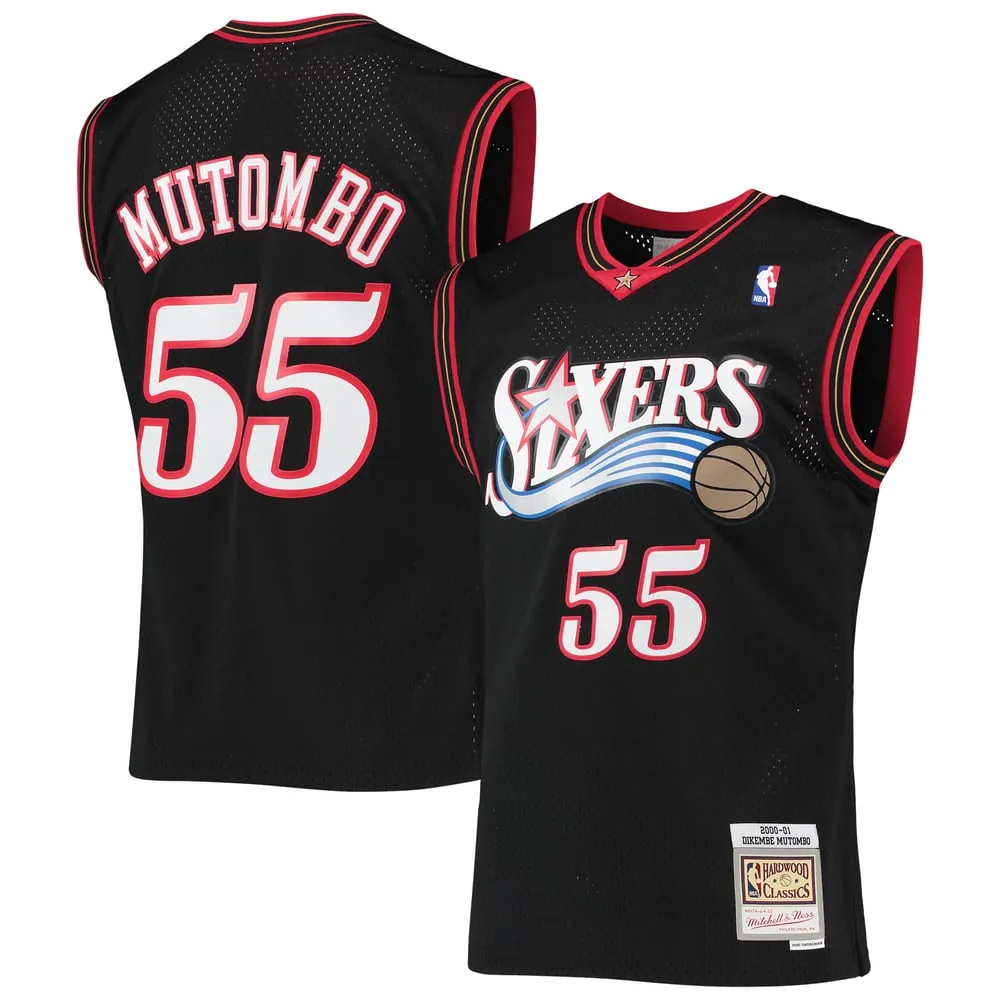 Dikembe Mutombo Philadelphia 76ers Mitchell & Ness Hardwood Classics Swingman Jersey - Black