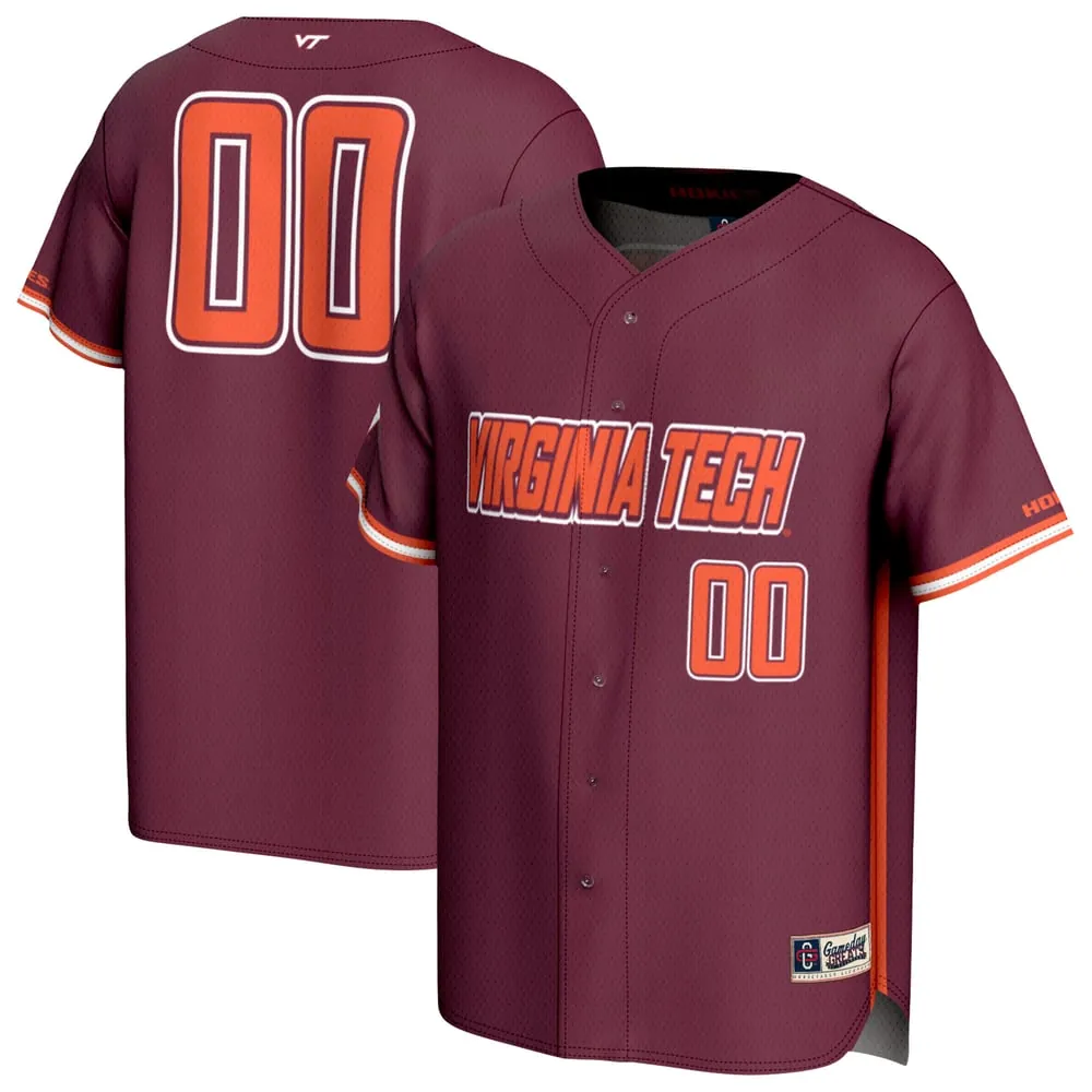 #00 Virginia Tech Hokies GameDay Greats Adult Lightweight Collegiate Baseball Fashion Jersey - Maroon