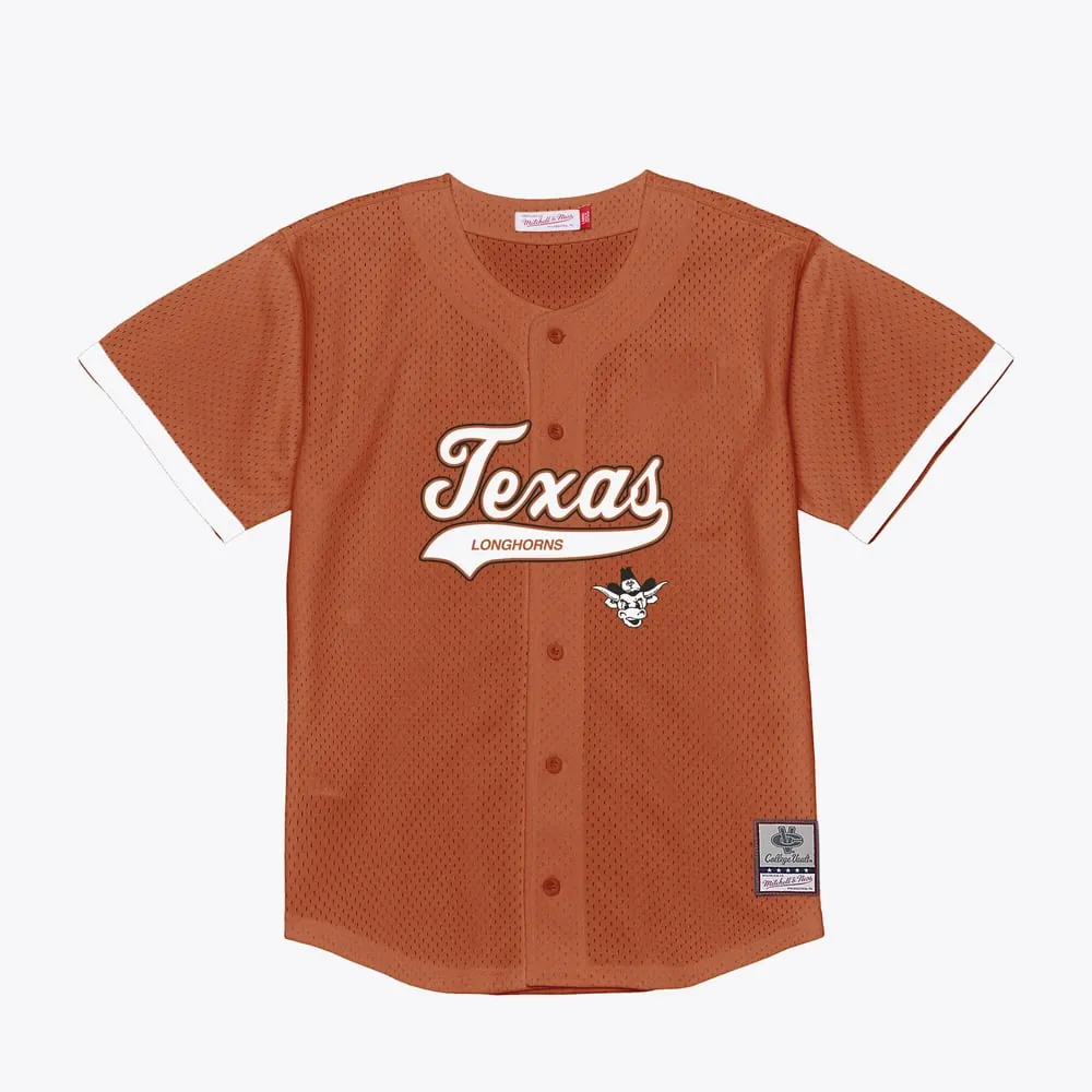 Texas Longhorns Mitchell & Ness Mesh Button-Up Batting Practice Baseball Jersey - Texas Orange