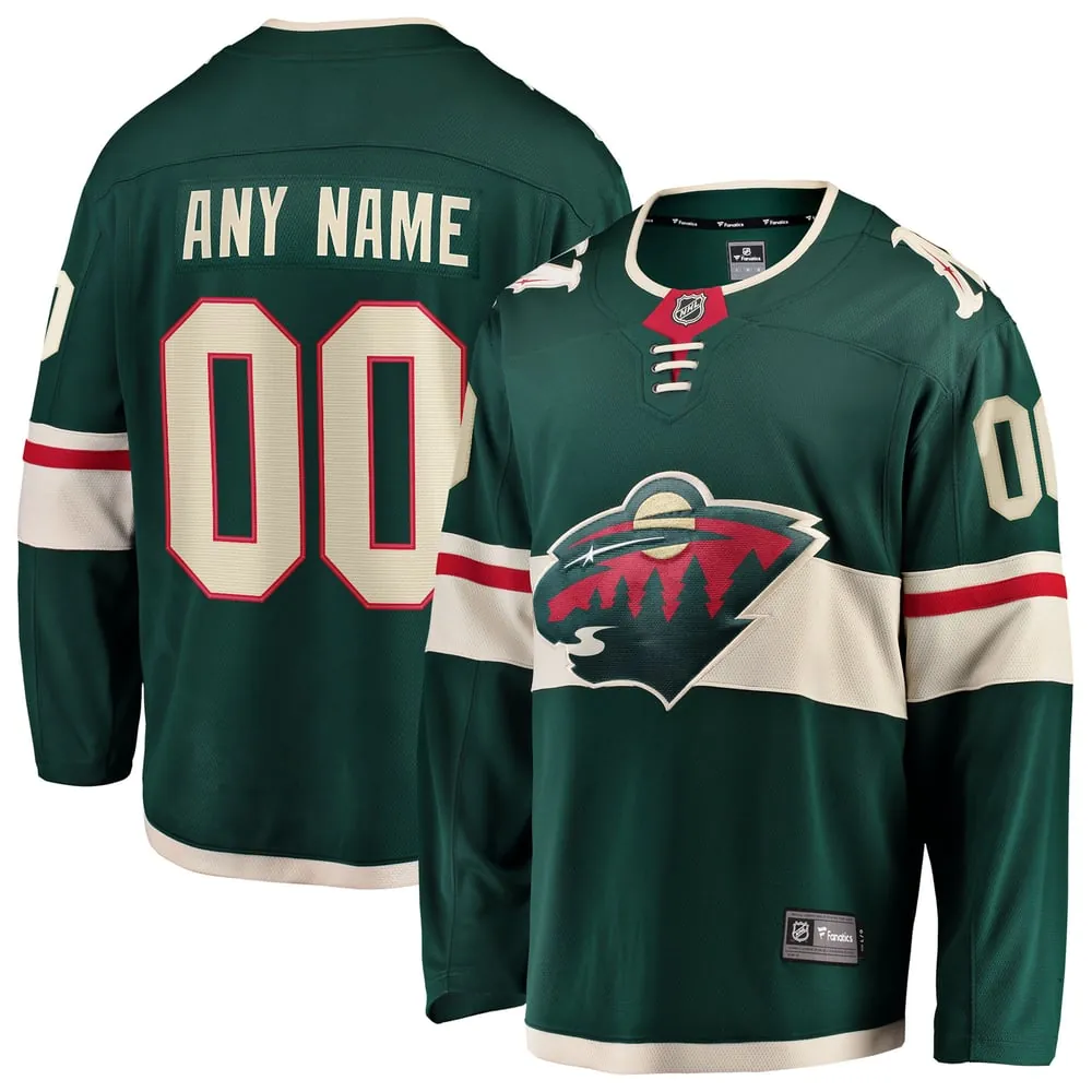 Minnesota Wild Fanatics Home Breakaway Custom Jersey - Green