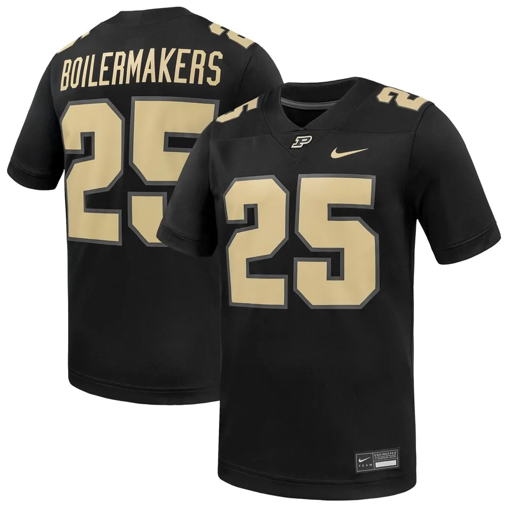 #25 Purdue Boilermakers Nike Alternate Game Football Jersey - Black