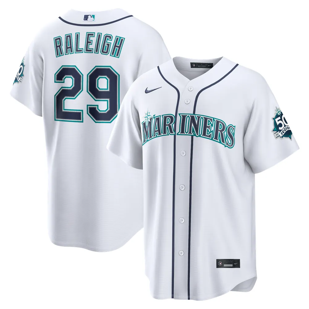 Cal Raleigh Seattle Mariners Nike  Home Stadium 50th Season Patch Jersey - White
