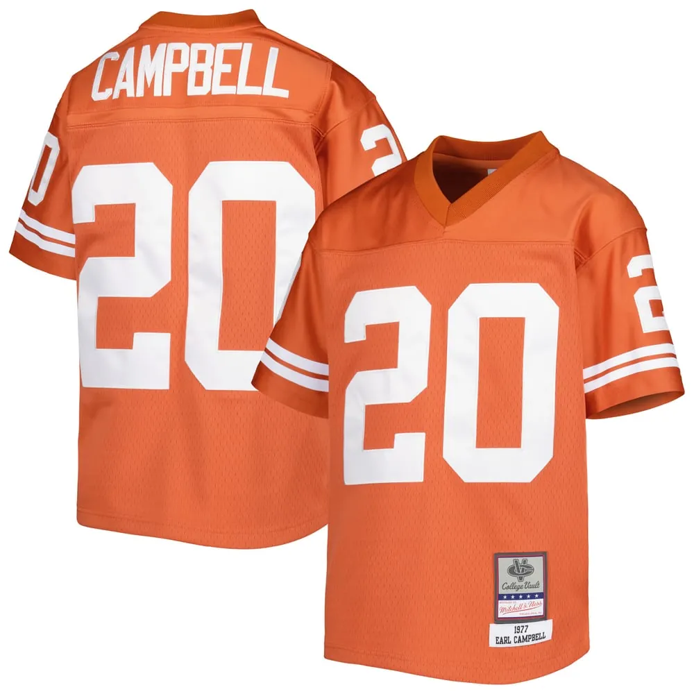 Earl Campbell Texas Longhorns Mitchell & Ness Youth Throwback Jersey - Texas Orange