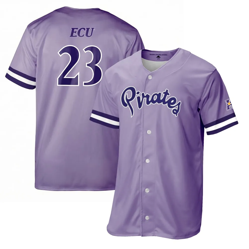 ECU Pirates adidas Replica Baseball Jersey - Purple