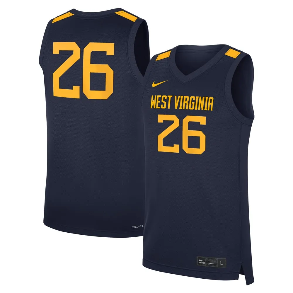 #26 West Virginia Mountaineers Nike Road Replica Basketball Jersey - Navy