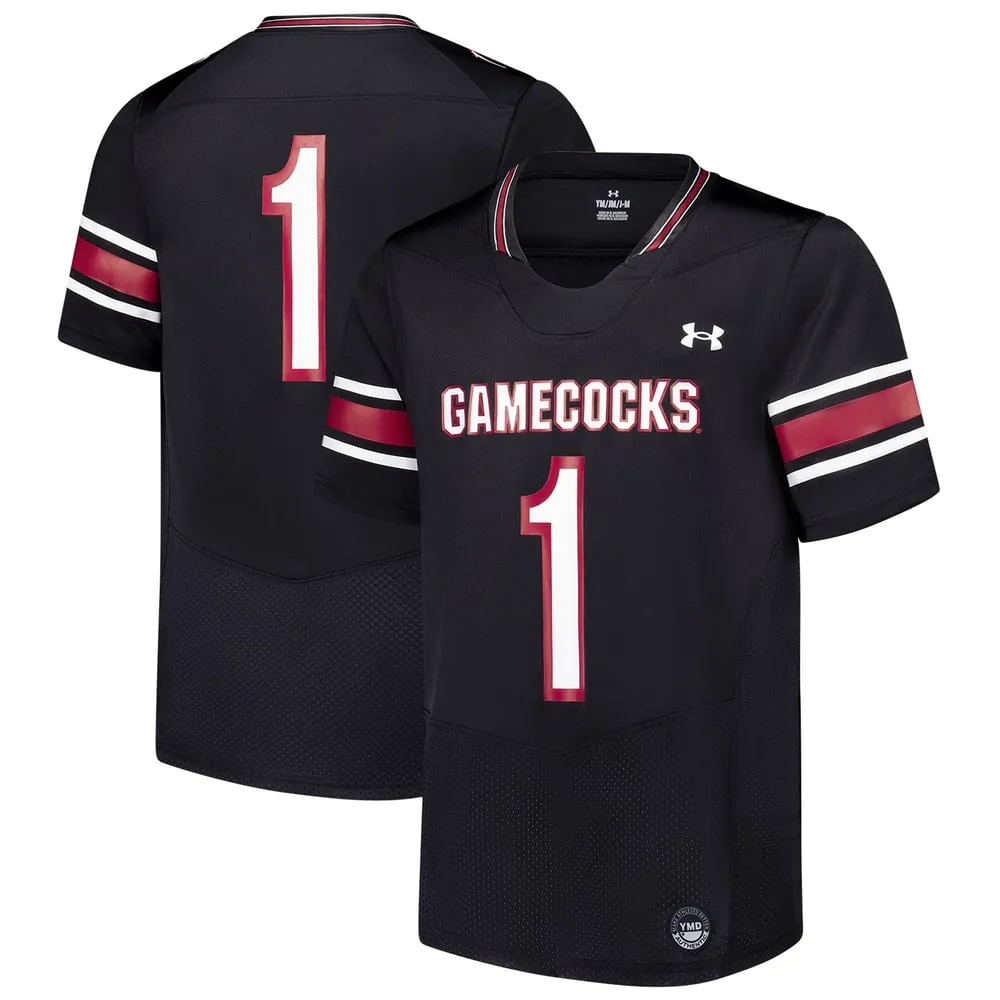 #1 South Carolina Gamecocks Under Armour Youth Replica Football Jersey - Black