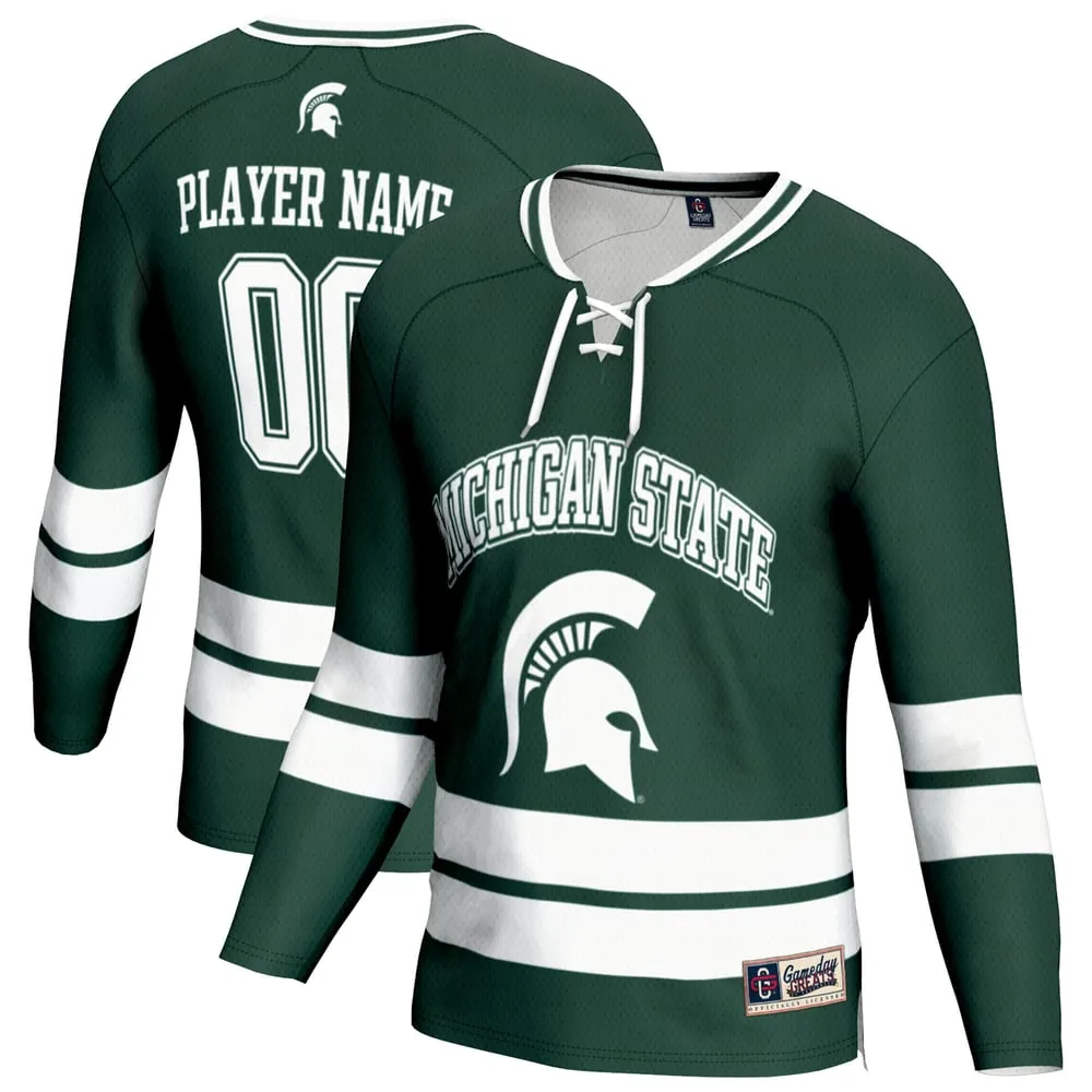 Michigan State Spartans GameDay Greats Unisex NIL Pick-A-Player Men's Ice Hockey Lightweight Fashion Jersey - Green