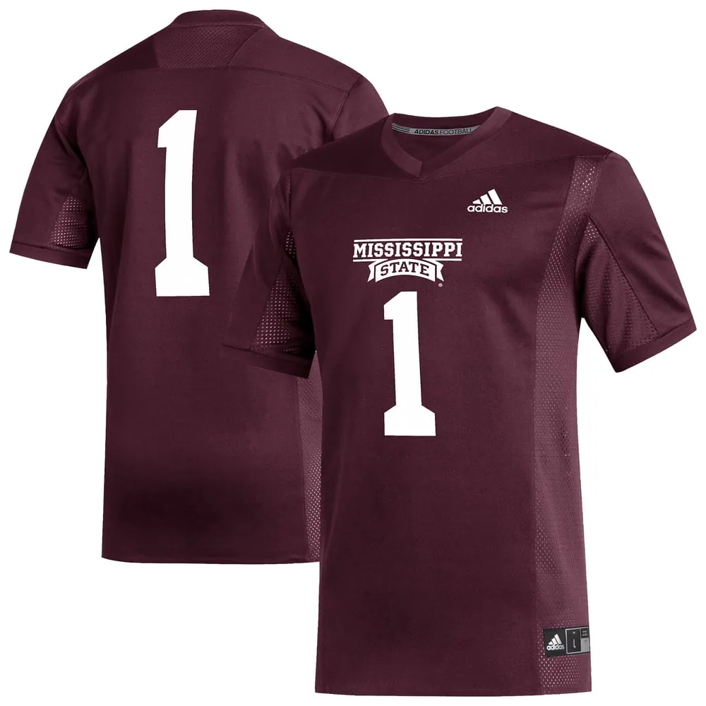 #1 Mississippi State Bulldogs adidas Replica Football Jersey - Maroon
