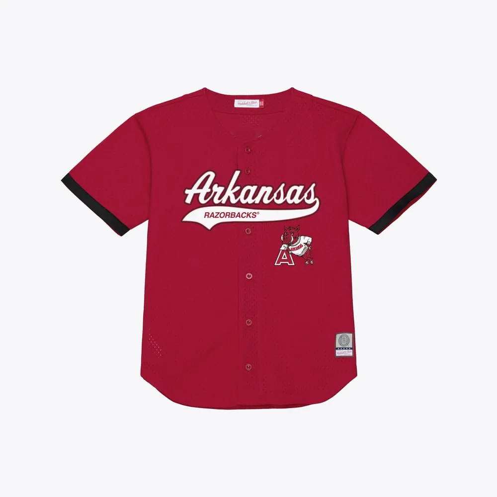 Arkansas Razorbacks Mitchell & Ness Mesh Button-Up Batting Practice Baseball Jersey - Cardinal